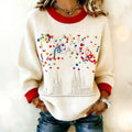 Comstylish Women's Retro City Pattern Art Print Sweater