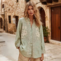 Women's Floral Lace Embroidery Art  Shirt elevenforest