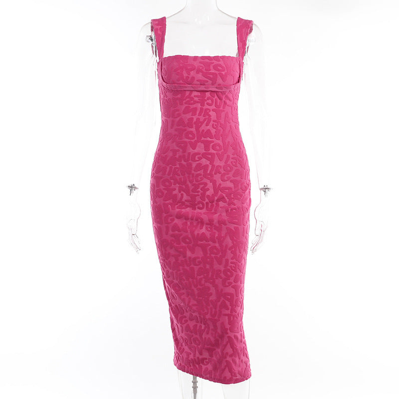 Summer Socialite Dress Fashionable Jacquard Chest Showing Camisole Dress