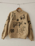 Vintage Scandinavian Style Animal & Plant Pattern Women's Sweatshirt elevenforest