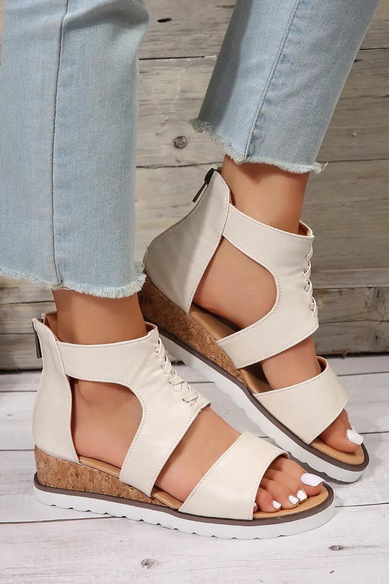 White Leather Gladiator Sandals