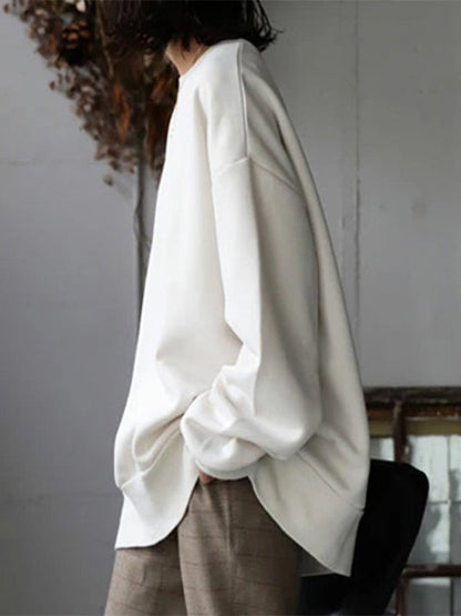 Loose Color Round-neck Sweatshirt Top