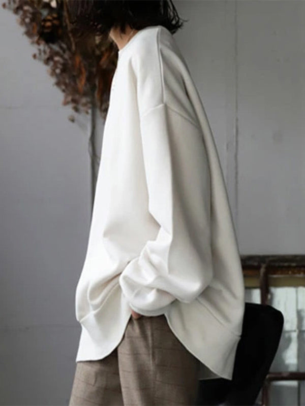 Loose Color Round-neck Sweatshirt Top