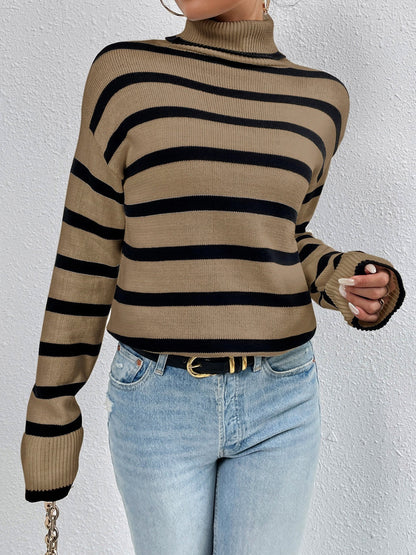 Pamela® | Casual Striped Turtleneck Sweater