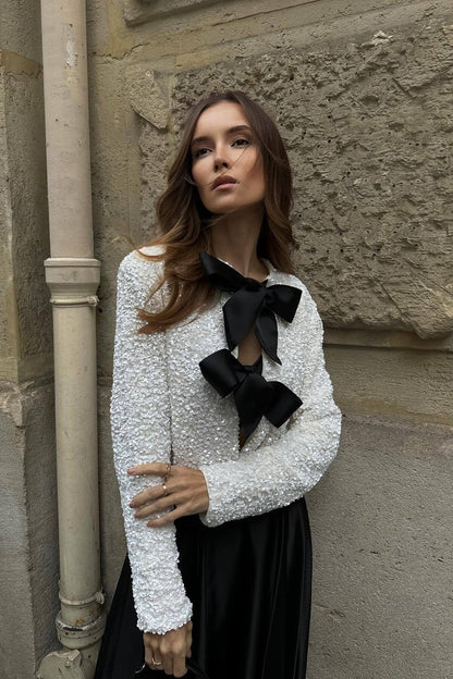 Cara Bow-tie Sequins Crop Top