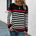 Striped Crew Neck Long Sleeve Casual T-Shirt elevenforest