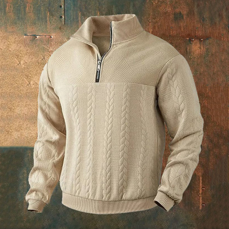 Men's Retro Knitted Jacquard Stand Collar Zipper Sweater elevenforest