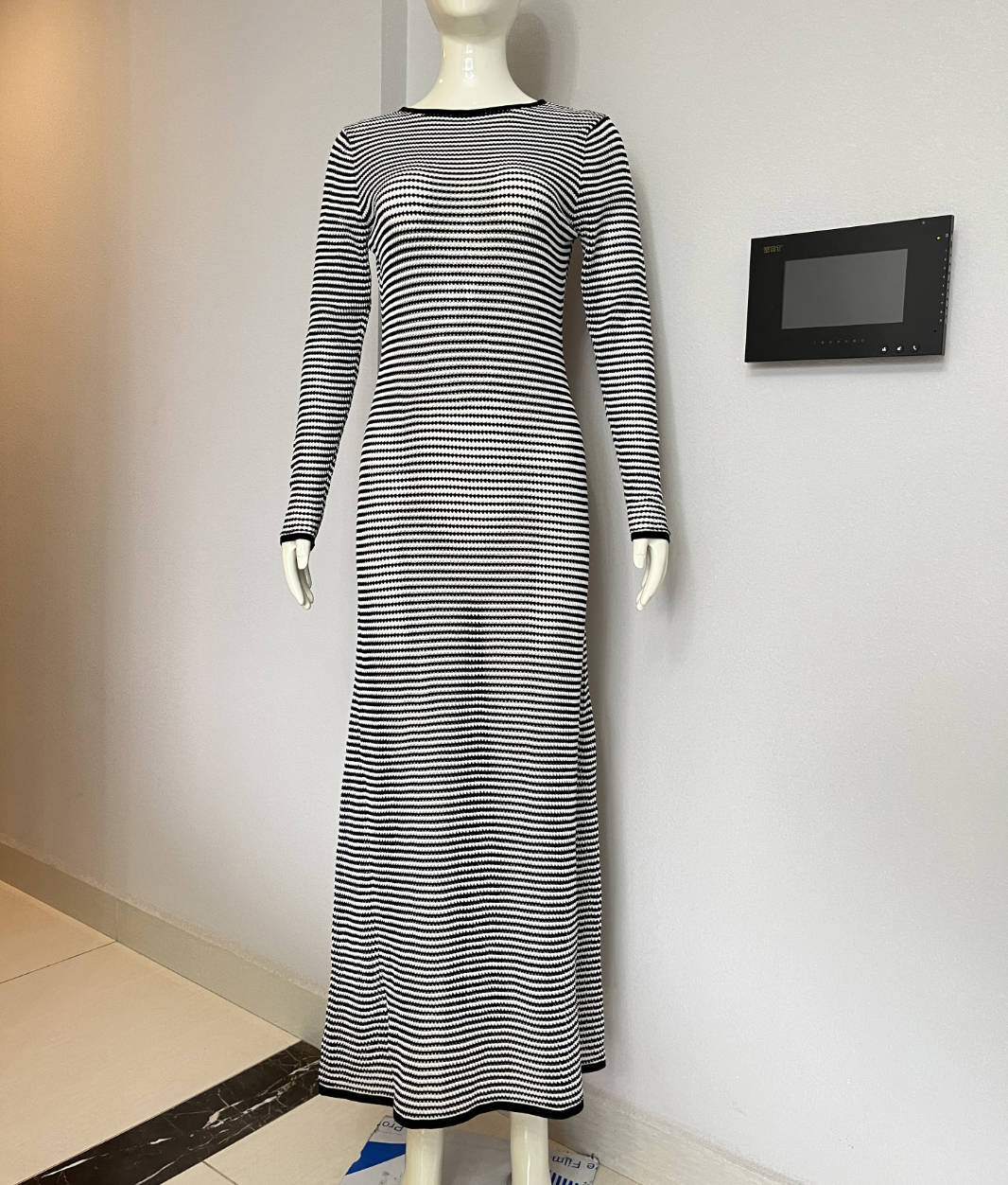 Mesh Striped Beach Vacation Maxi Dress Hollow Out Cutout Blouse Summer