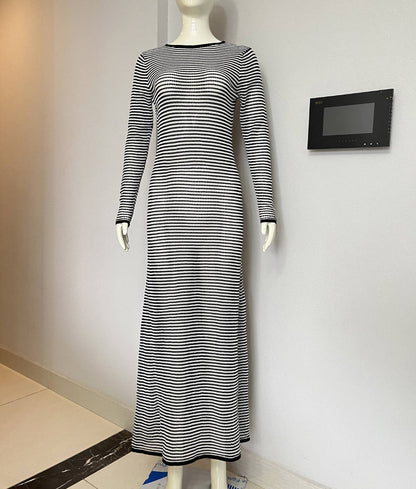 Mesh Striped Beach Vacation Maxi Dress Hollow Out Cutout Blouse Summer