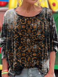 Retro Ethnic Pattern Art Print Casual Long Sleeve T-shirt
