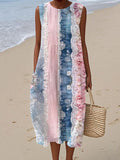Vintage Lace Floral Art Women's Linen Vest Dress elevenforest
