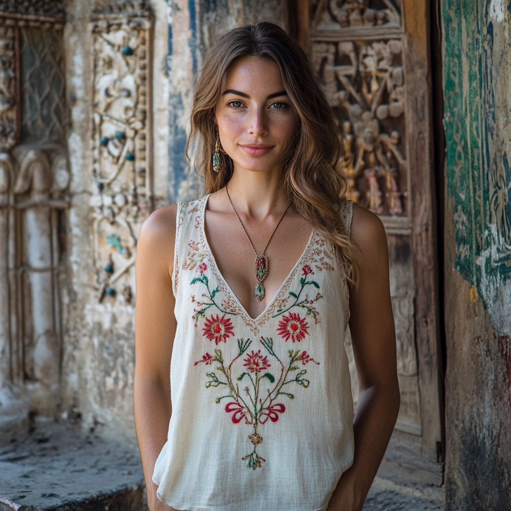 Women's Bohemian Vintage Floral Embroidered Vest elevenforest