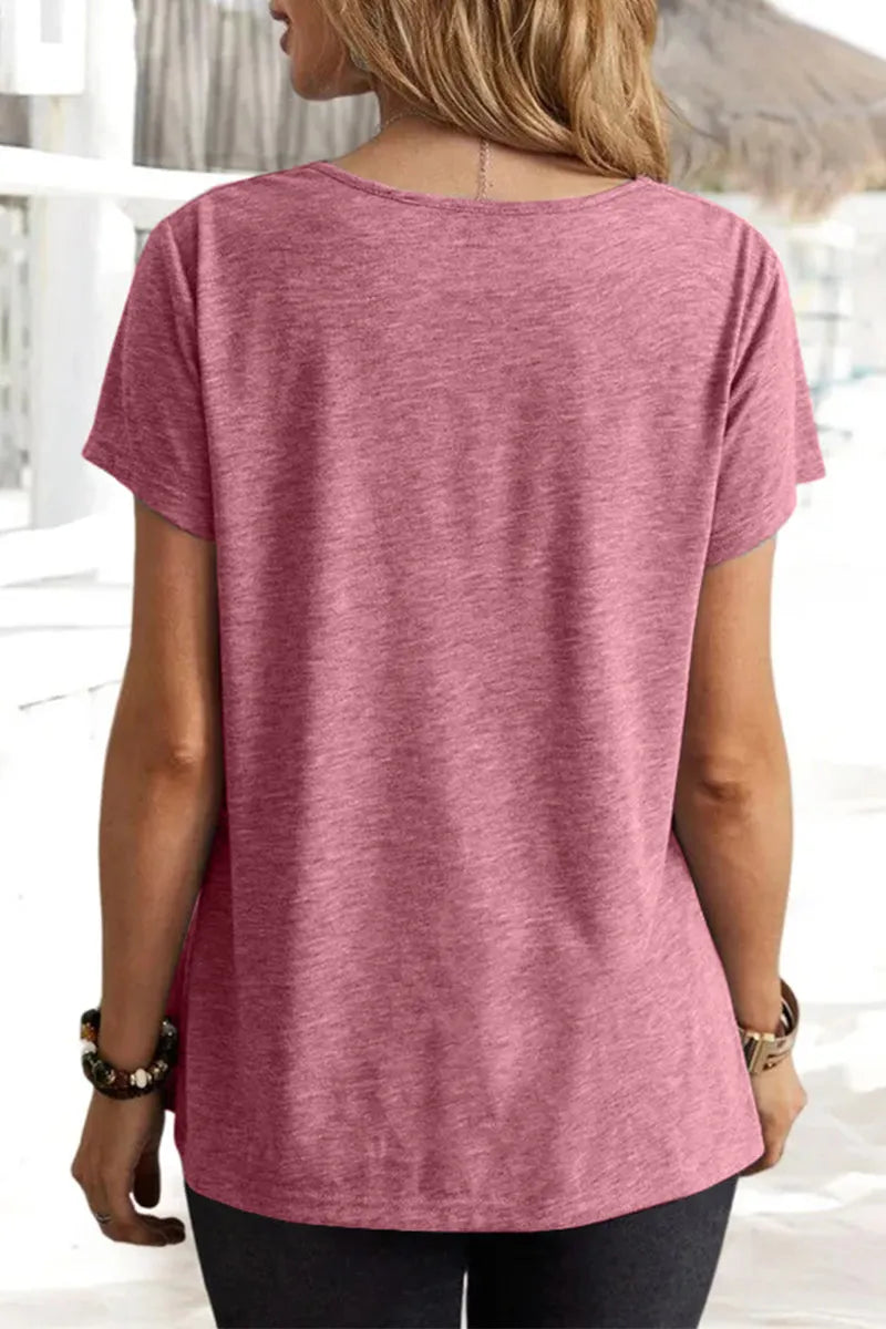 Daily Asymmetrical U Neck T-shirts(5 Colors)