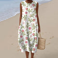 Women's Vintage Floral Art Print Design Midi Tank Dress elevenforest