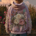 Bohemian Style Plant And Flower Embroidery Pattern Women's Hooded Sweatshirt elevenforest