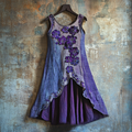 Vintage Celtic Knot With Purple Floral Pattern Linen Tank Dress elevenforest