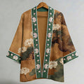 Japanese Lotus Motif Art Linen Kimono elevenforest