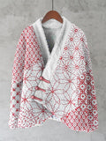 Japanese Geometric Stitch Floral Pattern Women's Kimono elevenforest