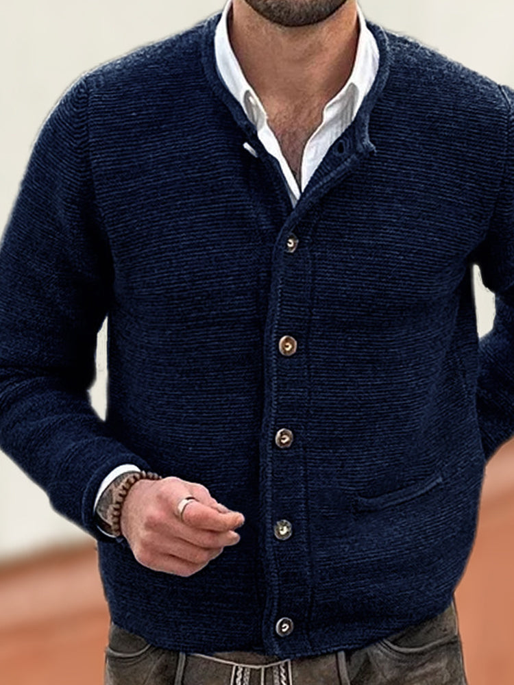 Men's Vintage Crew Neck Cozy Sweater Cardigan artswardrobe