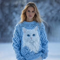 Comstylish Women's Vintage Cute Cat Pattern Cozy Knit Pullover Sweater