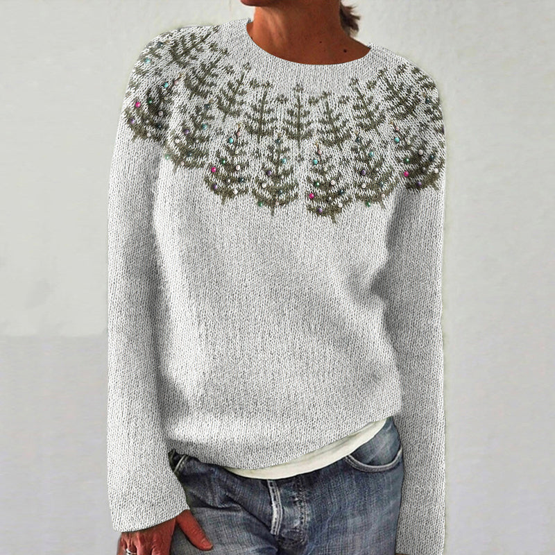 Christmas Tree Print Knitted Cozy Sweater elevenforest