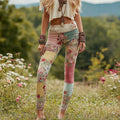 Vintage Patchwork Floral Print Casual Leggings elevenforest