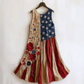 American Flag Inspired Flower Embroidered Linen Midi Dress elevenforest