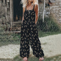 Women's Dragonfly Linen Print Cotton Linen Jumpsuit elevenforest