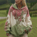 Love & Health Collection Classic Rose And Floral Art Linen Long Sleeve Hoodie elevenforest