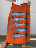 Simple Marine Animal Fish Printed Women's Casual Cotton And Linen