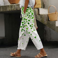 Comstylish Women's Shamrock Flower St. Patrick's Day Print Casual Pants