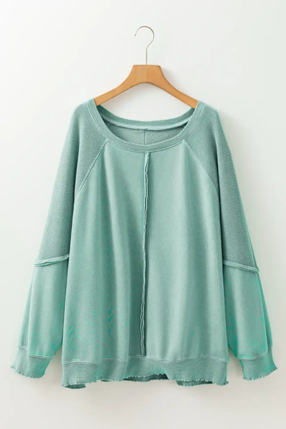 Mineral Blue Patchwork Frilled Sweatshirt