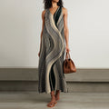 Women's Vintage Abstract Stripes Art Sleeveless Dress elevenforest
