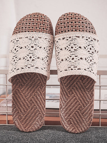 Summer Rattan Weaving Indoor Slippers Zz1011