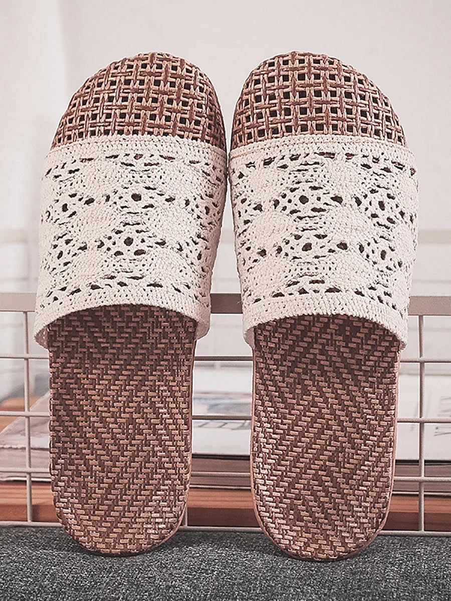 Summer Rattan Weaving Indoor Slippers Zz1011