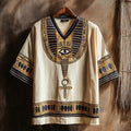 Ancient Egyptian Eye Of Horus And Ankh Art Linen Shirt elevenforest