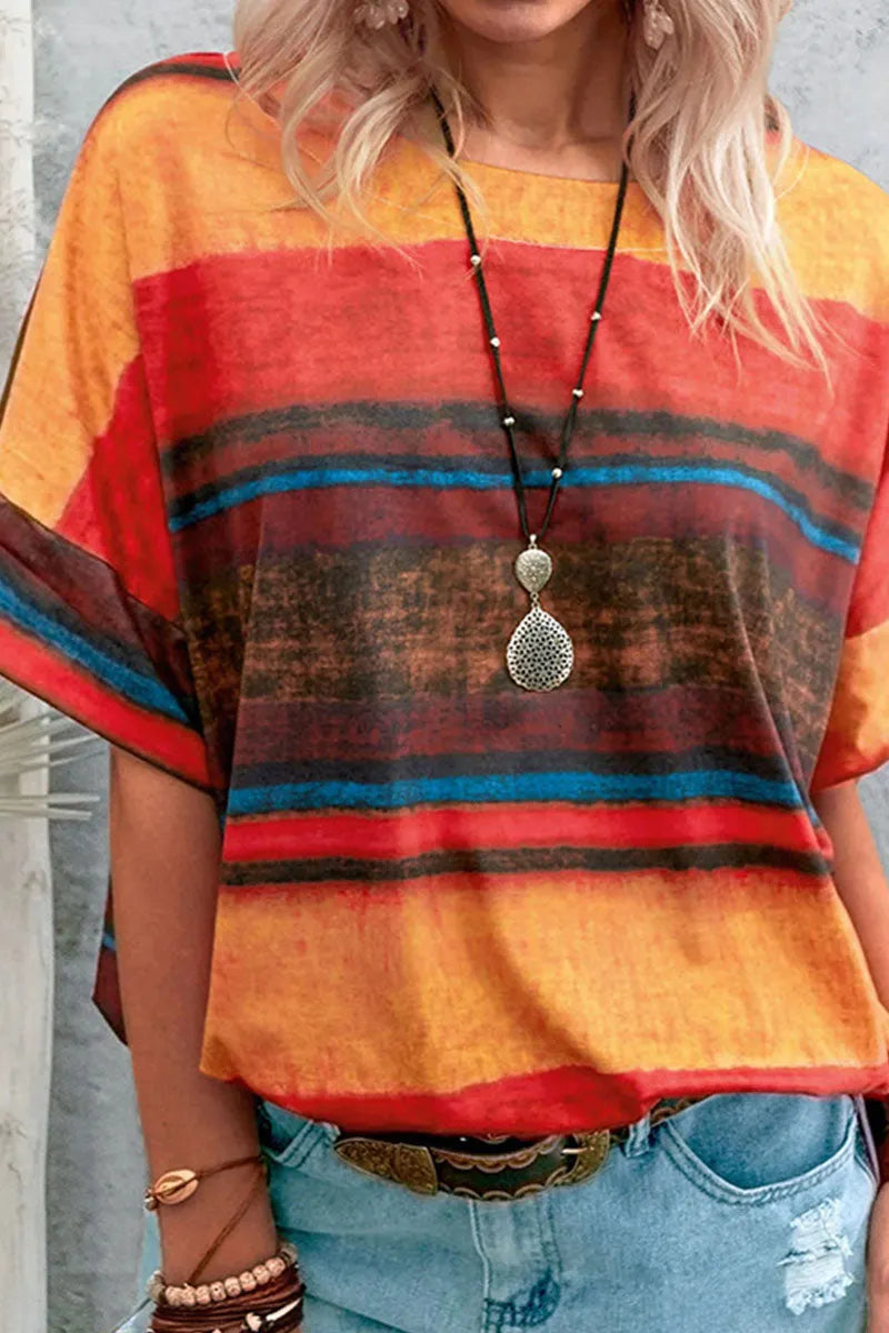 Gradual Change O Neck T-shirts(7 Colors)