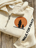 Comstylish Walk For Peace Monk & Dog Zip Up Sweatshirt
