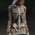 Comstylish Women's Vintage Halloween Skull And Sequin Art Knitted Warm Hooded Sweater
