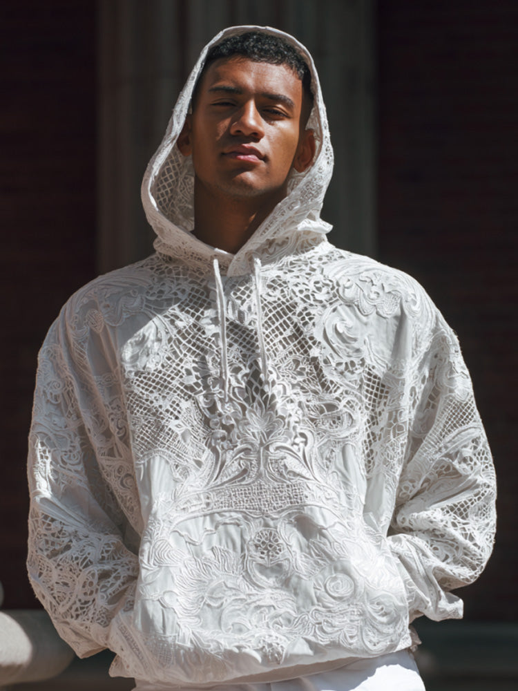 Men's Casual Retro Bohemian Embroidered Print Hoodie elevenforest