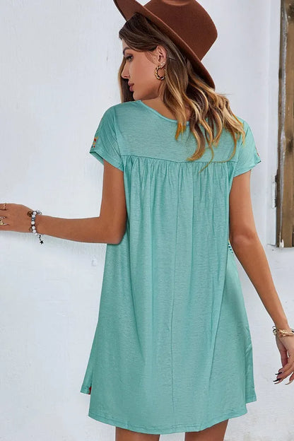 Embroidered Mini Dress Green