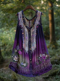 Boho Lavender Art Linen Patchwork Art  Sleeveless Tank Top elevenforest