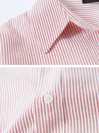 Urban Loose Striped Lapel Collar Blouses&shirts Tops