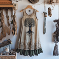 Viking Tree Of Life Lace Art Linen Tank Dress elevenforest
