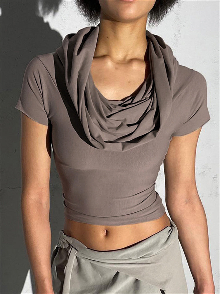 Tossy Hoodie Slim Short Sleeve Crop Top Female Patchwork Cropped Pullover Y2k Tank Top
