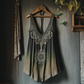 Vintage Tribal Celtic Knot Life Of Tree Gradient Art Print Women's Linen Tank Top elevenforest