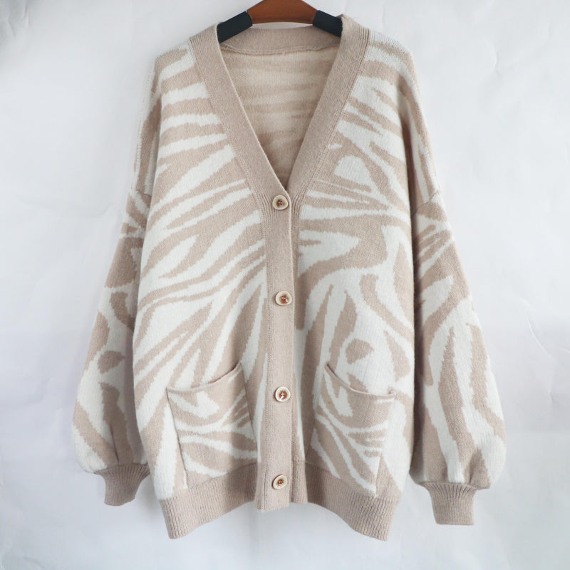 Autumn Winter Clothing Single Breasted Sweater Retro Lazy Knitted Mid Length Cardigan