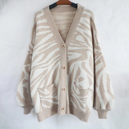 Autumn Winter Clothing Single Breasted Sweater Retro Lazy Knitted Mid Length Cardigan