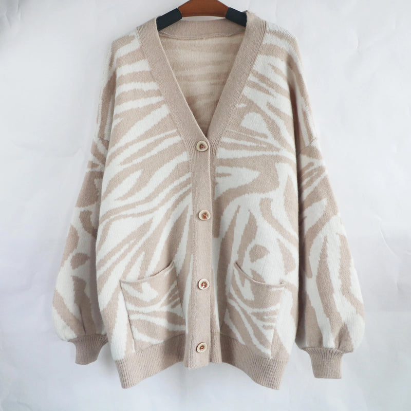 Autumn Winter Clothing Single Breasted Sweater Retro Lazy Knitted Mid Length Cardigan