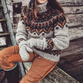 Icelandic Classic Ethnic Style Jacquard Turtleneck Sweater elevenforest